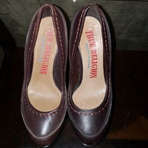 True Religion Brown Leather Heels